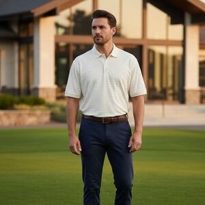 Izod Polo Shirt Mens Sz 1X Yellow Check Short Sleeve Golf Activewear Cotton NWT